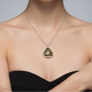 Leopard Print Pendant Necklace and Earring Set